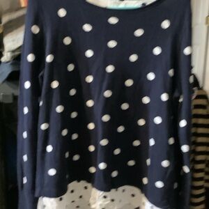 Crown & Ivy‎ Navy Polka Dot Sweater set,